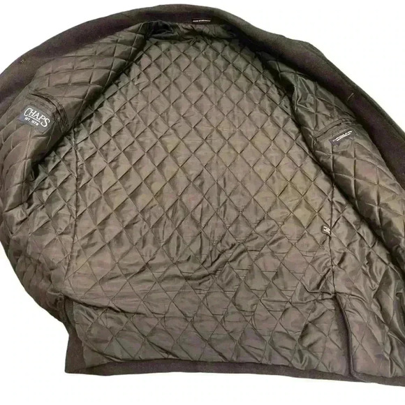 Chaps Ralph Lauren Overcoat Charcoal Cashmere Wool Blend Collared Lined Size 48R - Picture 8 of 12